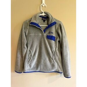 Patagonia Synchilla Re-Tool Snap-T Fleece Pullover Grey Blue Womens Small